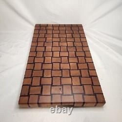 Davo's End Grain Cutting Board Basketweave Hardwood 22x13x2 Rubber Feet Handmade