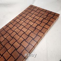 Davo's End Grain Cutting Board Basketweave Hardwood 22x13x2 Rubber Feet Handmade