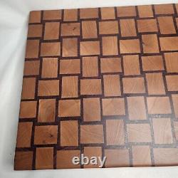 Davo's End Grain Cutting Board Basketweave Hardwood 22x13x2 Rubber Feet Handmade