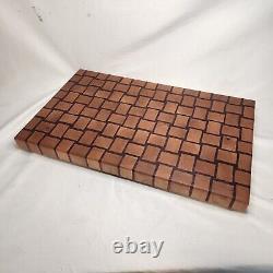 Davo's End Grain Cutting Board Basketweave Hardwood 22x13x2 Rubber Feet Handmade