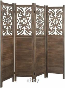 Double Hinged Room Divider Home Privacy Screen Floral Cut-Out Folding 4 6 Panels