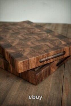 Double Sided Walnut End Grain Butcher Block Cutting Board Kitchen Chopping Board