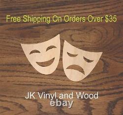 Drama Masks, Mardi Gras Laser Cut Wood, Wood Cutout, Crafting Supply, A321