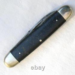 Electric Cut Co Newark, NJ 1890-1910 3-blade Jack knife, ebony wood handle, RARE