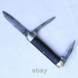 Electric Cut Co Newark, NJ 1890-1910 3-blade Jack knife, ebony wood handle, RARE