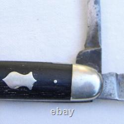 Electric Cut Co Newark, NJ 1890-1910 3-blade Jack knife, ebony wood handle, RARE