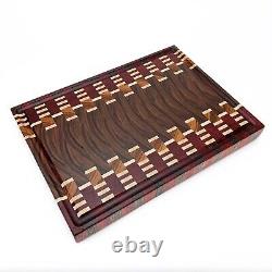 End Grain Cutting Board With Exotic Hardwoods HANDMADE USA NJ CHRISTMAS 12/11 CUT