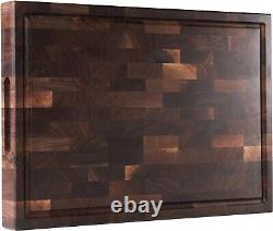 End Grain Walnut Wood Butcher Block Cutting Board 17x12x1.6 for Kitchen With Jui