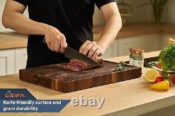 End Grain Walnut Wood Butcher Block Cutting Board 17x12x1.6 for Kitchen With Jui