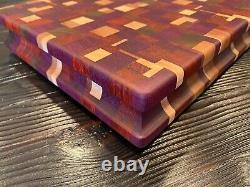 End grain custom wood cutting board exotic and native wood 14.25W x 10L x 2T