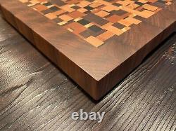End grain handmade wood cutting board exotic native wood 16.75W x 15L x 1.75T
