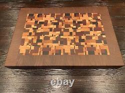 End grain handmade wood cutting board exotic native wood 19.5W x 13.5L x 1.75T