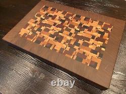 End grain handmade wood cutting board exotic native wood 19.5W x 13.5L x 1.75T