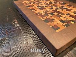 End grain handmade wood cutting board exotic native wood 19.5W x 13.5L x 1.75T