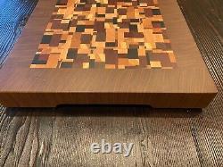 End grain handmade wood cutting board exotic native wood 19.5W x 13.5L x 1.75T