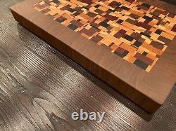 End grain handmade wood cutting board exotic native wood 19.5W x 13.5L x 1.75T