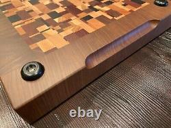 End grain handmade wood cutting board exotic native wood 19.5W x 13.5L x 1.75T