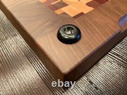 End grain handmade wood cutting board exotic native wood 19.5W x 13.5L x 1.75T