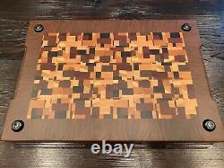 End grain handmade wood cutting board exotic native wood 19.5W x 13.5L x 1.75T