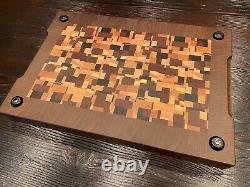 End grain handmade wood cutting board exotic native wood 19.5W x 13.5L x 1.75T