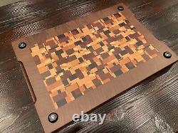 End grain handmade wood cutting board exotic native wood 19.5W x 13.5L x 1.75T