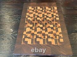 End grain wood cutting board handmade walnut and maple 15W x 11.25L x 1.75T