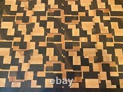 End grain wood cutting board handmade walnut and maple 15W x 11.25L x 1.75T