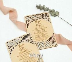 Engraved Wood Wedding Invitation Laser Cut Rustic Personal Gift Party Supply New