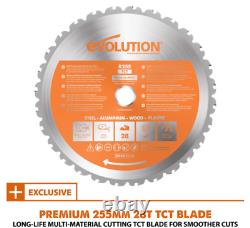 Evolution 10 Sliding Compound Miter Saw Laser Guide Dust Bag Cut Multi Material