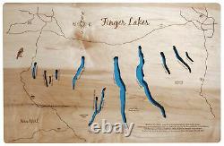 Finger Lakes, New York Laser Cut Wood Map