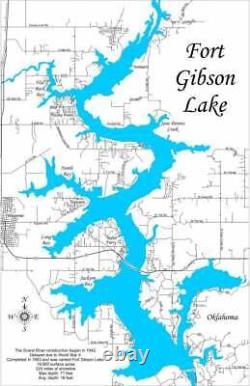 Fort Gibson Lake, OK Laser Cut Wood Map Wall Art Made to Order