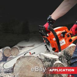 Gas Chainsaw 2 Cycle Wood Cutting Tool 52cc Gasoline Chain Saw Outdoor Equipment