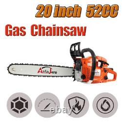 Gas Chainsaw Powered Chain Saw Wood Cutting Aluminum Crankcase 20 Bar 52cc New