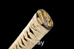 Gold Katana 1095 Carbon Steel Battle Ready Japenese Samurai Sharp Fulltang Sword