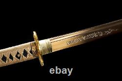 Gold Katana 1095 Carbon Steel Battle Ready Japenese Samurai Sharp Fulltang Sword