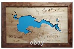 Great East Lake in Maine and New Hampshire Laser Cut Wood Map Wall Art