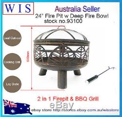 Grilled 60cm Outdoor Fire Pit Leaf Cut-out Design Patio Fireplace Garden Stove