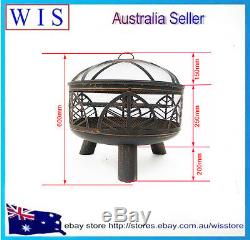 Grilled 60cm Outdoor Fire Pit Leaf Cut-out Design Patio Fireplace Garden Stove