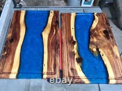 HANDCRAFTED Flowing River Cutting Board 18x12 Cedar & Resin withJuice Grooves NEW