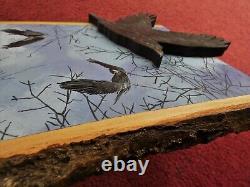Hand Painted Raven Wood Cut-Out On Live Edge Basswood By Phyllis