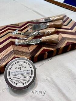 Hand crafted Edge Grain Chevron-patterned Exotic Wood Charcuterie/Cutting Board