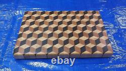 Handcrafted 3D End Grain Cutting Board Stairstep Pattern With Matching Coasters