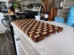 Handcrafted BUBINGA/KATALOX/SPALTED HARD MAPLE ZigZag End Grain Cutting Board