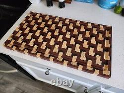 Handcrafted BUBINGA/KATALOX/SPALTED HARD MAPLE ZigZag End Grain Cutting Board