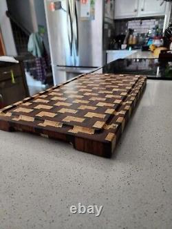 Handcrafted BUBINGA/KATALOX/SPALTED HARD MAPLE ZigZag End Grain Cutting Board