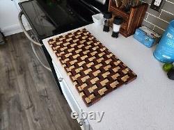 Handcrafted BUBINGA/KATALOX/SPALTED HARD MAPLE ZigZag End Grain Cutting Board