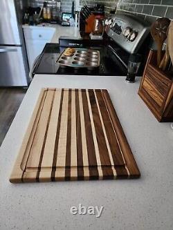 Handcrafted Face Grain WALNUT/CURLY MAPLE Cutting Board