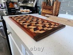 Handcrafted Face Grain WENGE/REDHEART/CHERRY Cutting Board