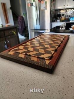 Handcrafted Face Grain WENGE/REDHEART/CHERRY Cutting Board