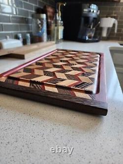 Handcrafted Face Grain WENGE/REDHEART/CHERRY Cutting Board